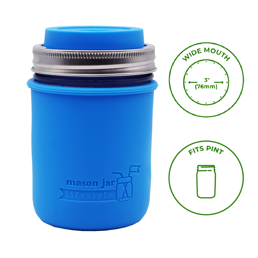 Silicone Sleeve/Jacket for Wide Mouth Pint 16oz Mason Jars
