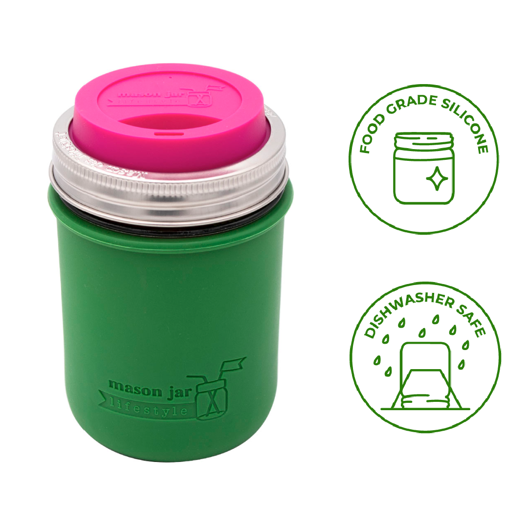 Silicone Sleeve/Jacket for Wide Mouth Pint 16oz Mason Jars
