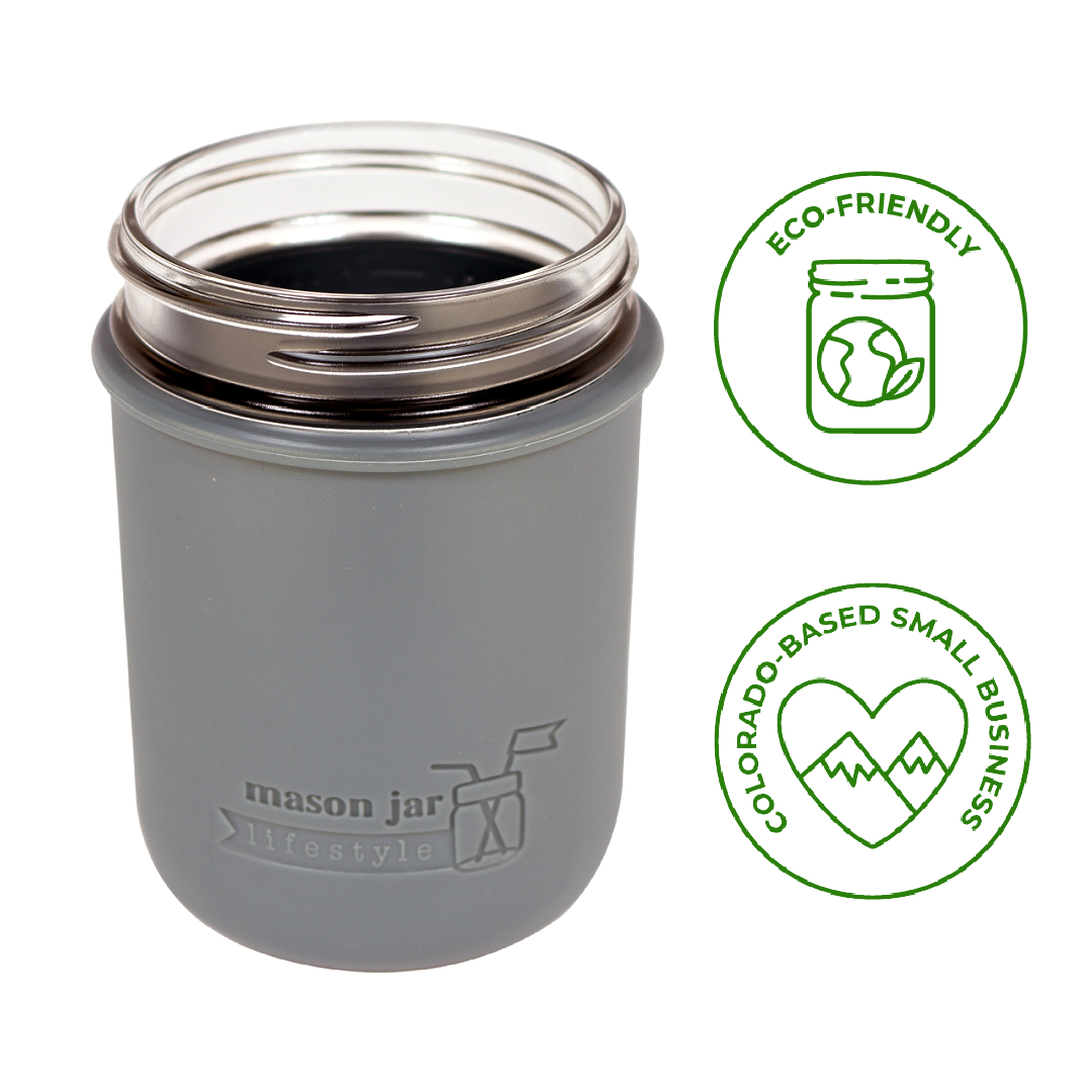 Silicone Sleeve/Jacket for Wide Mouth Pint 16oz Mason Jars