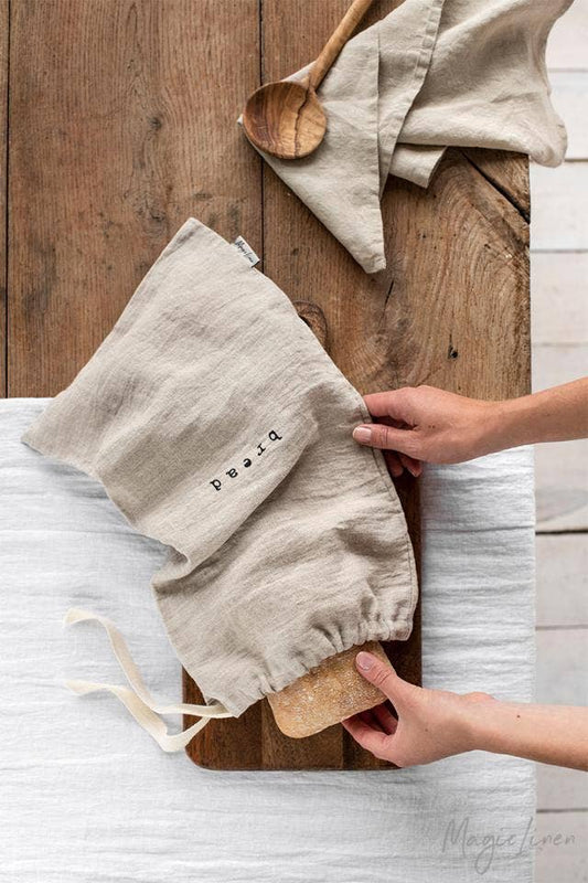 Printed linen bread bag